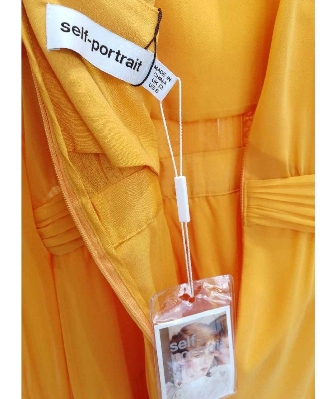 SELF-PORTRAIT Оранжевое полиэстеровое платье, фото 3