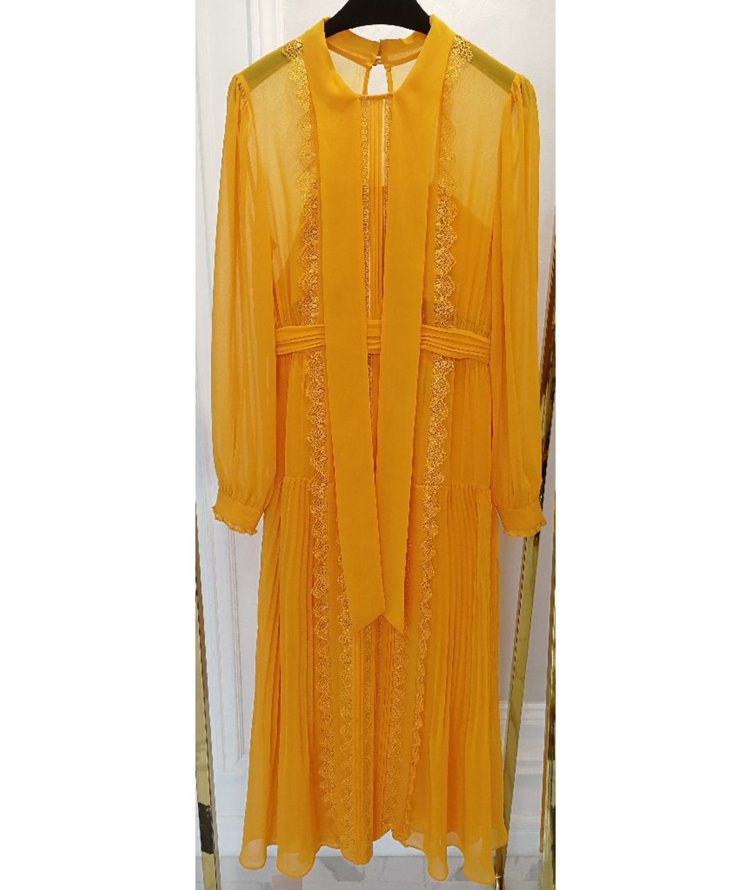 SELF-PORTRAIT Оранжевое полиэстеровое платье, фото 7