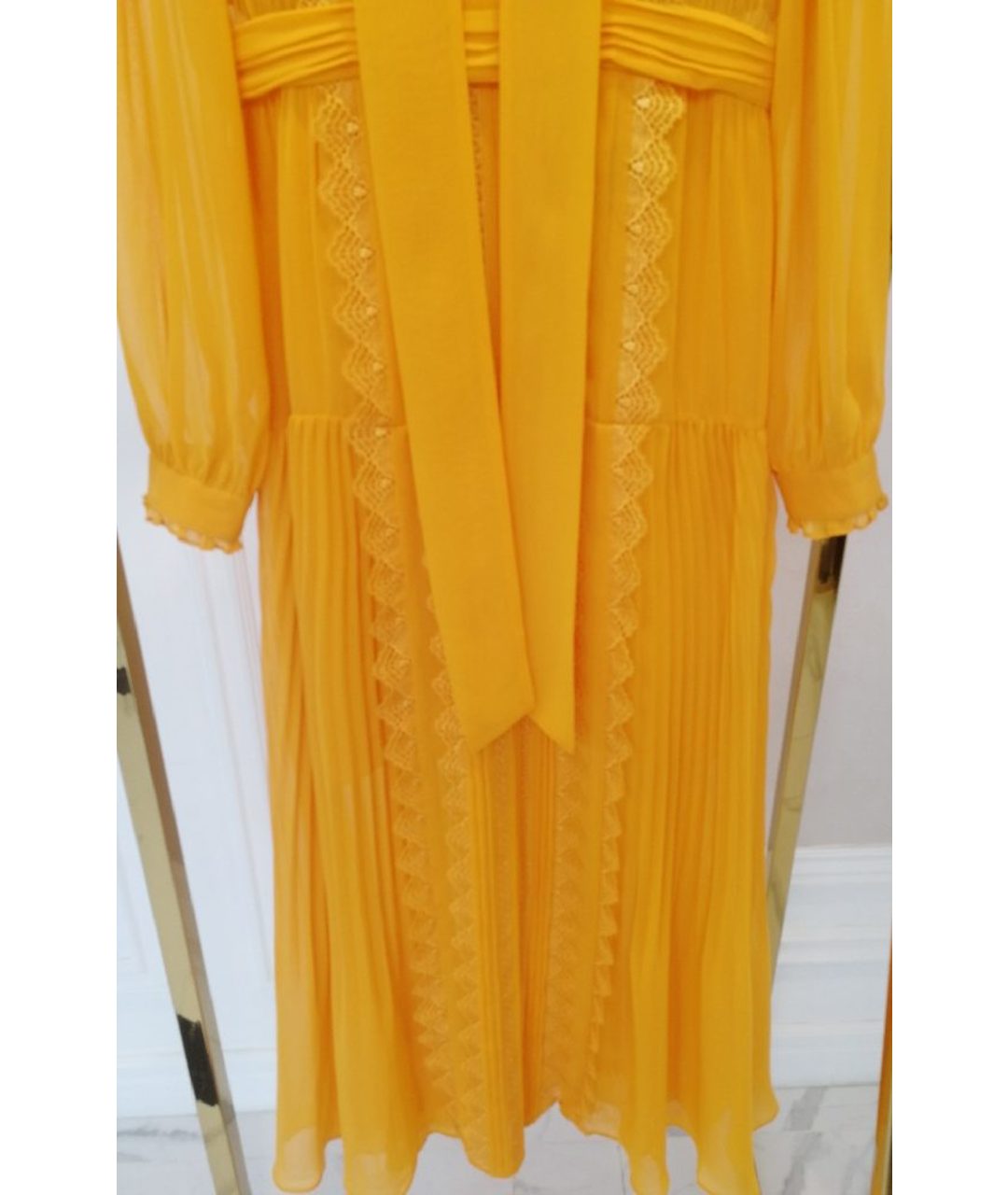 SELF-PORTRAIT Оранжевое полиэстеровое платье, фото 6