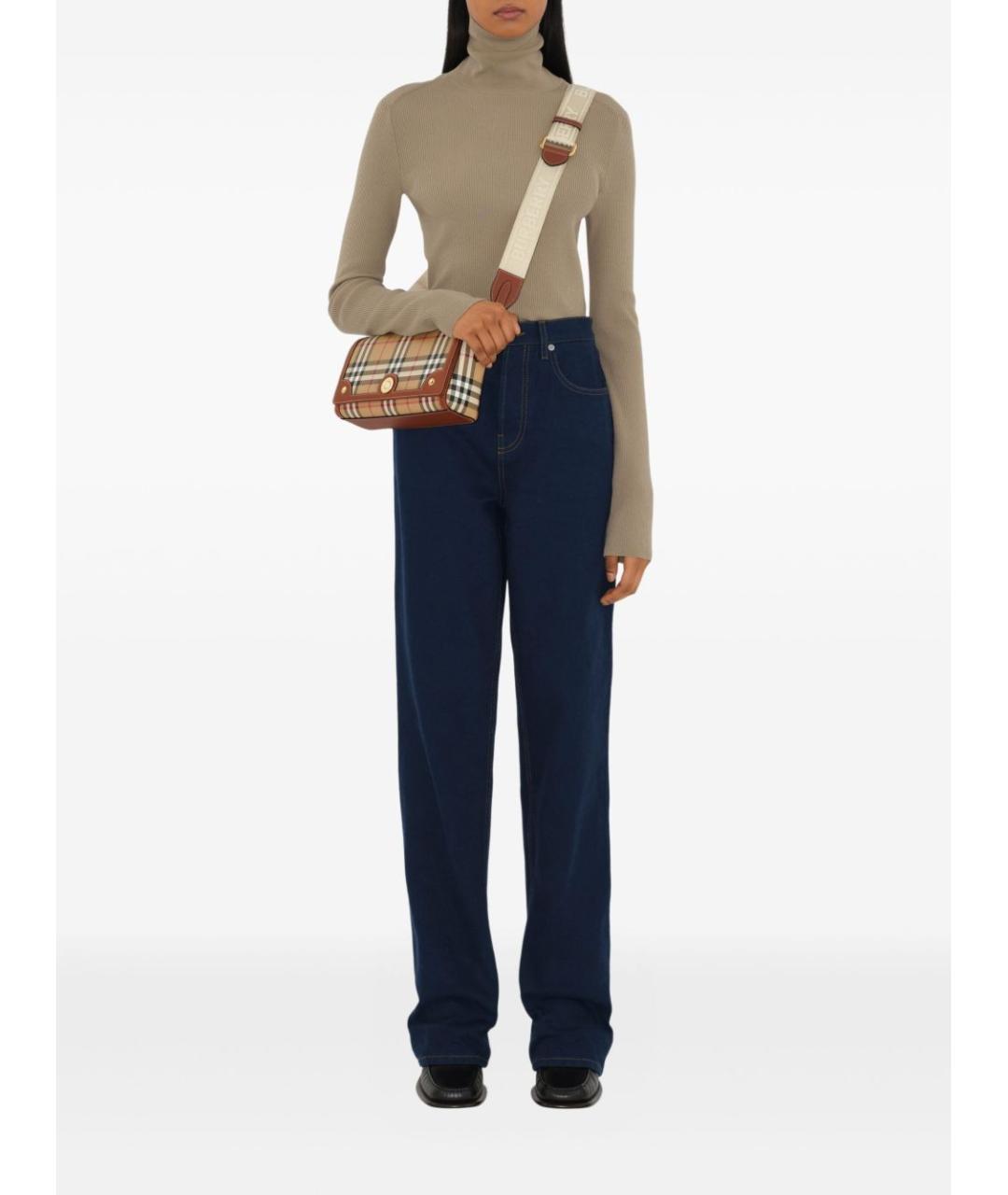 BURBERRY Бежевая канва сумка через плечо, фото 3