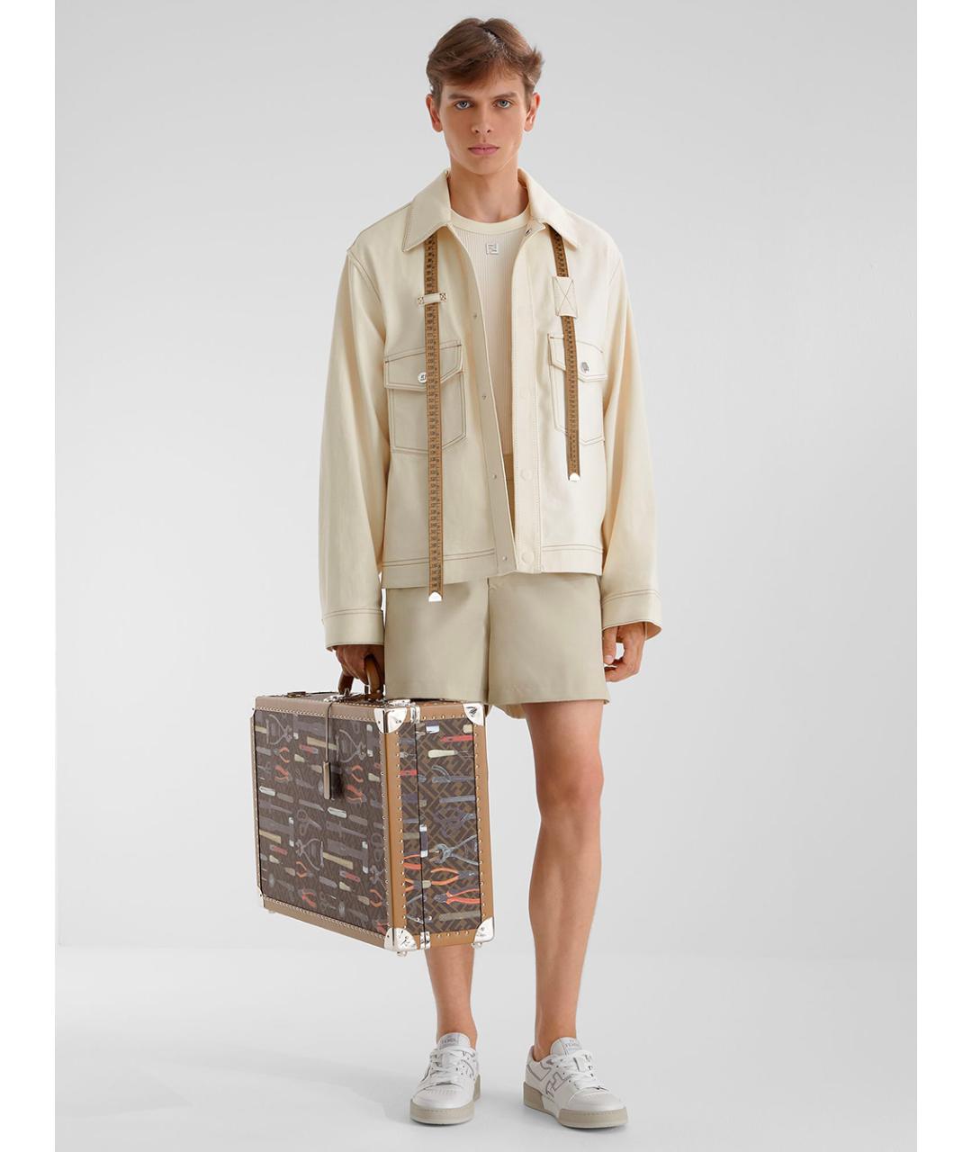 FENDI Белые кожаные низкие кроссовки / кеды, фото 5