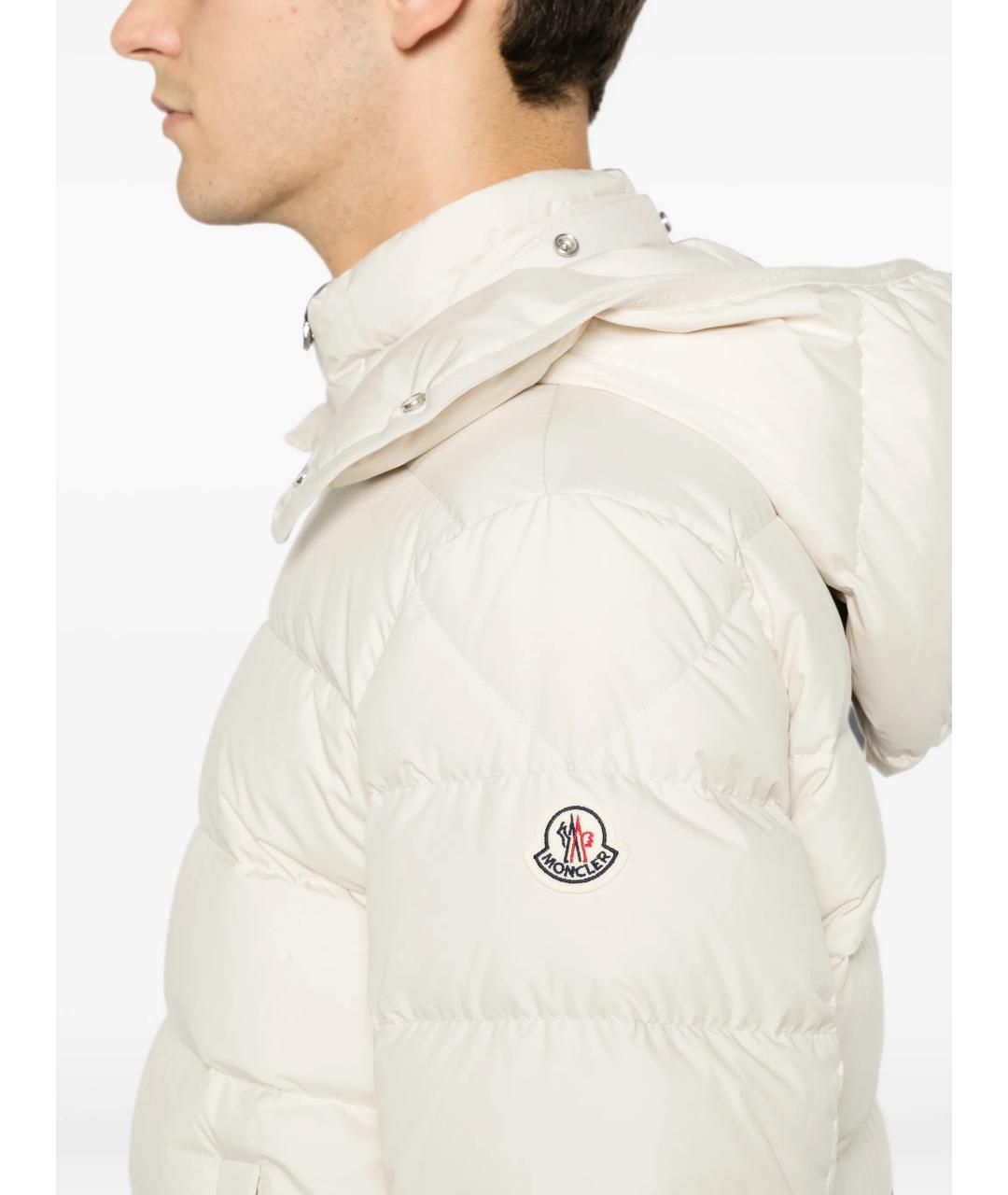 MONCLER Белый полиэстеровый пуховик, фото 5