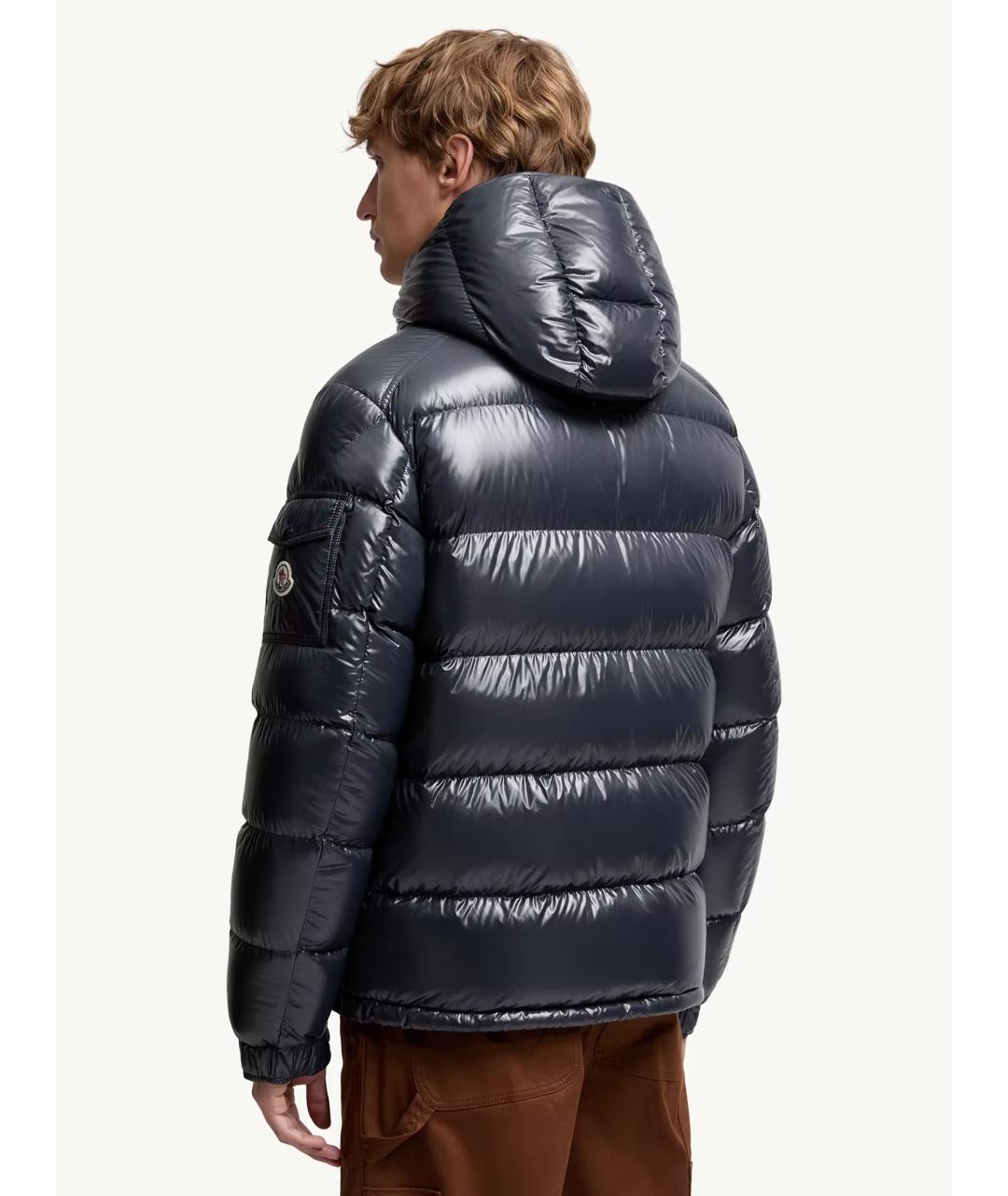 MONCLER Темно-синий полиамидовый пуховик, фото 3
