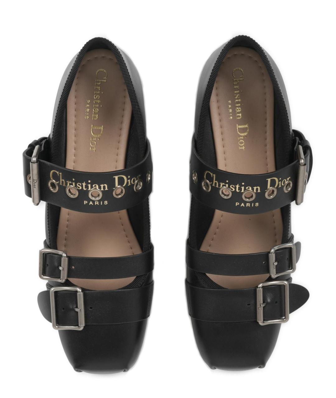 CHRISTIAN DIOR Черные кожаные балетки, фото 5