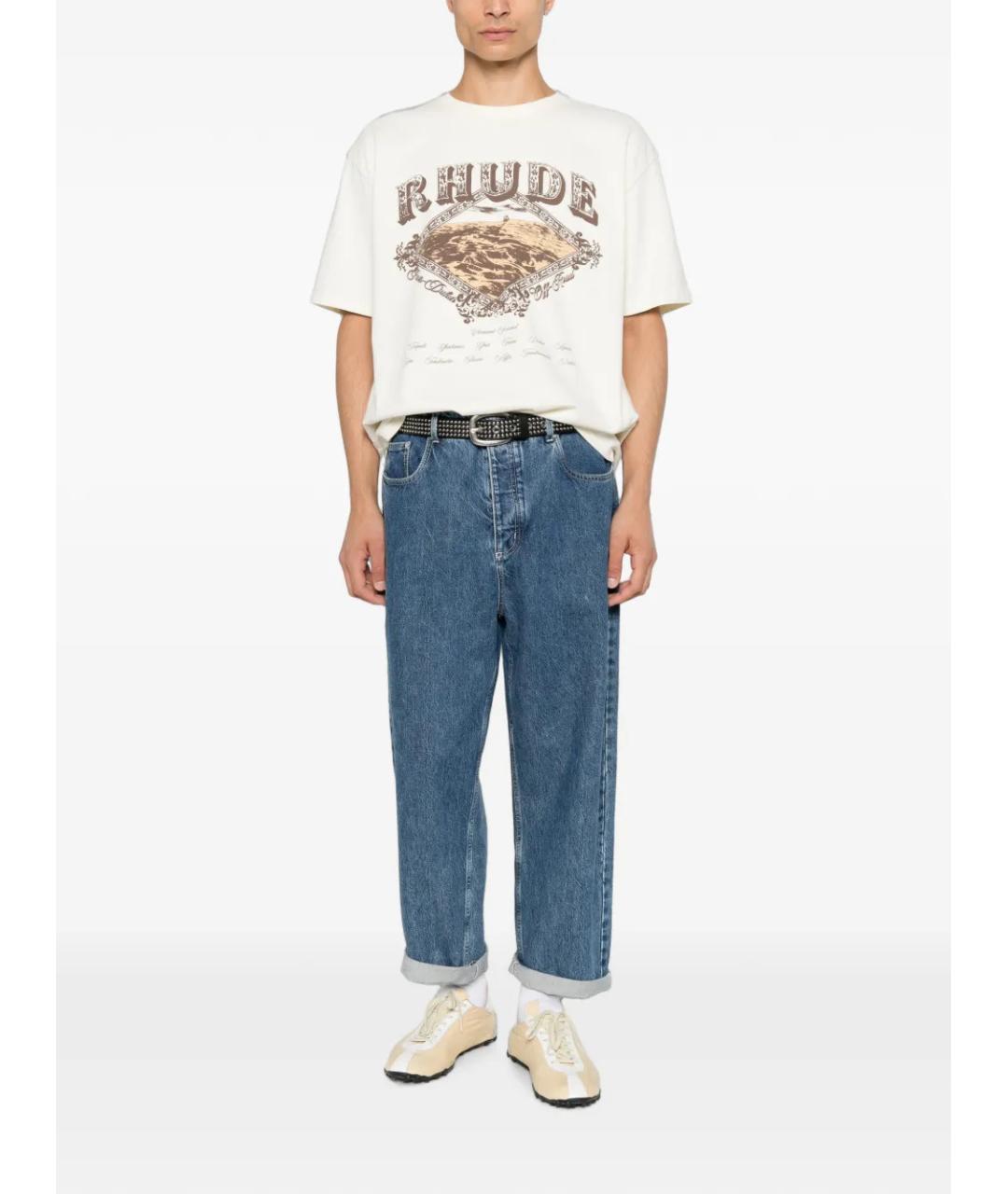 RHUDE Белая хлопковая футболка, фото 2