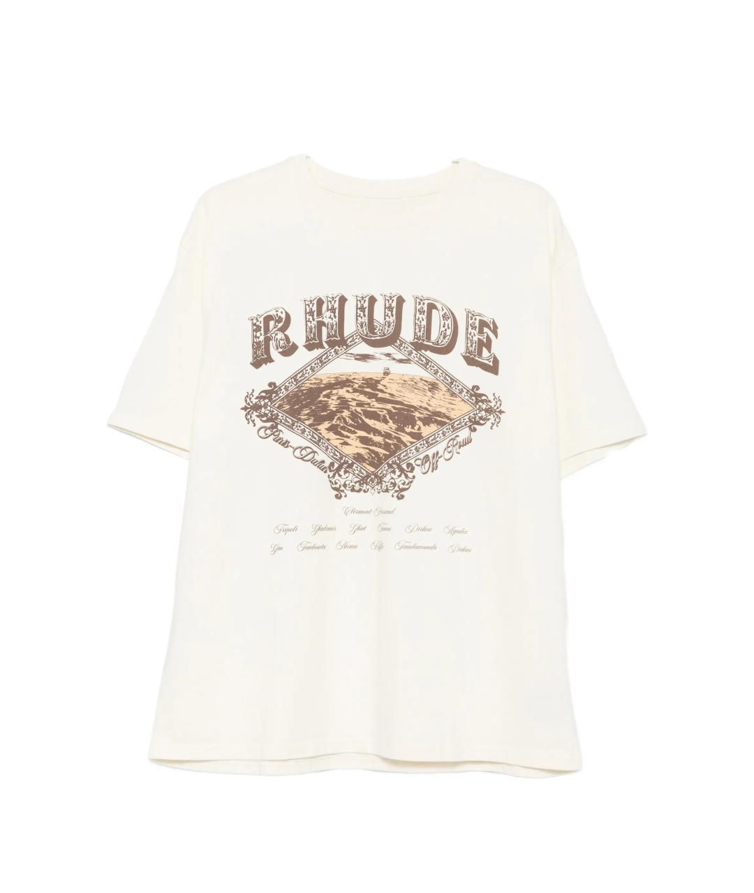 RHUDE Белая хлопковая футболка, фото 1