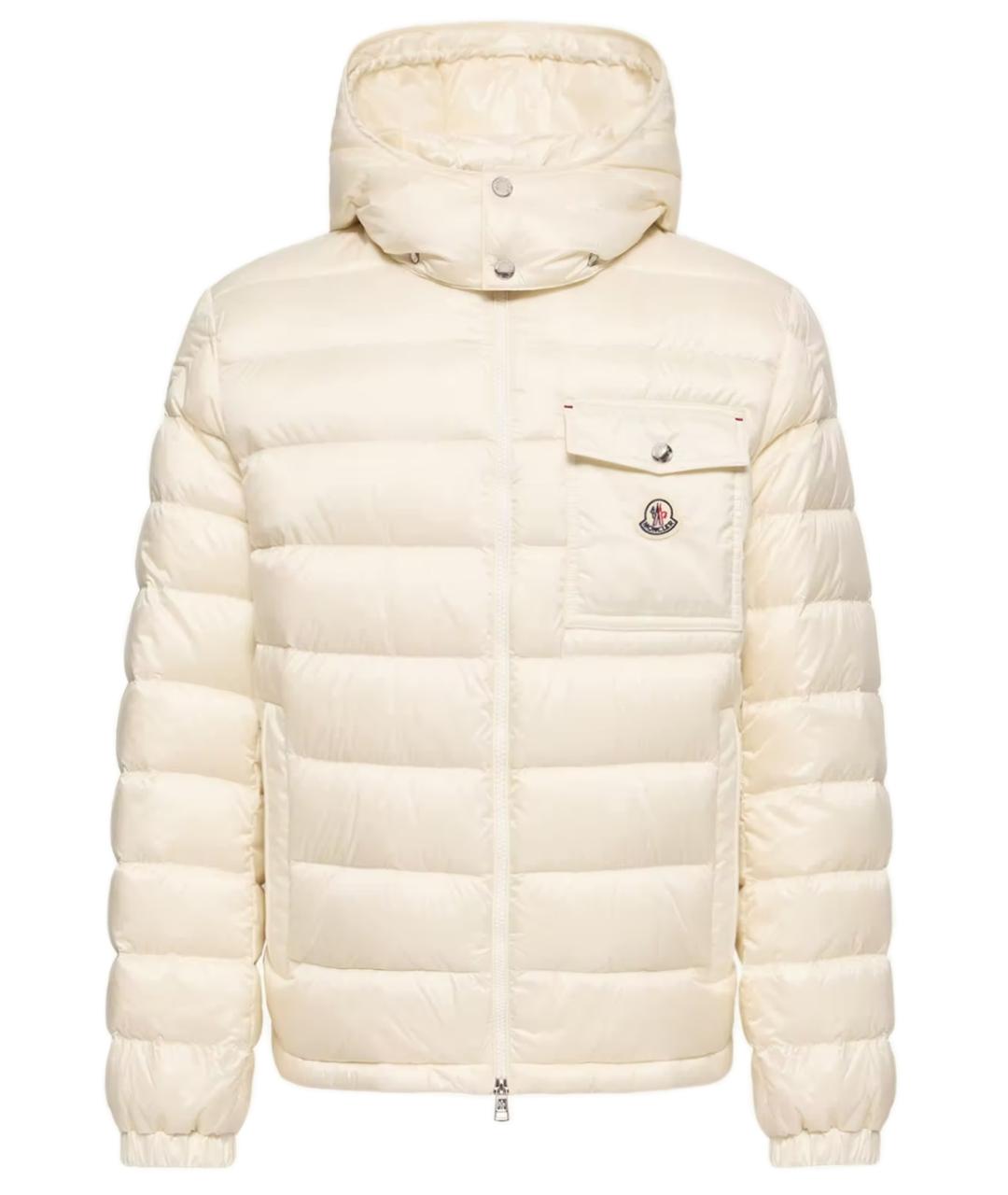 MONCLER Белый полиамидовый пуховик, фото 1