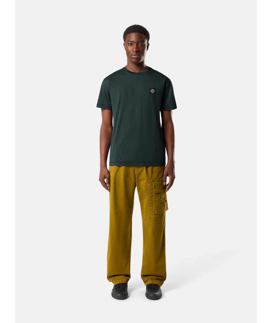 STONE ISLAND Зеленая хлопковая футболка, фото 2