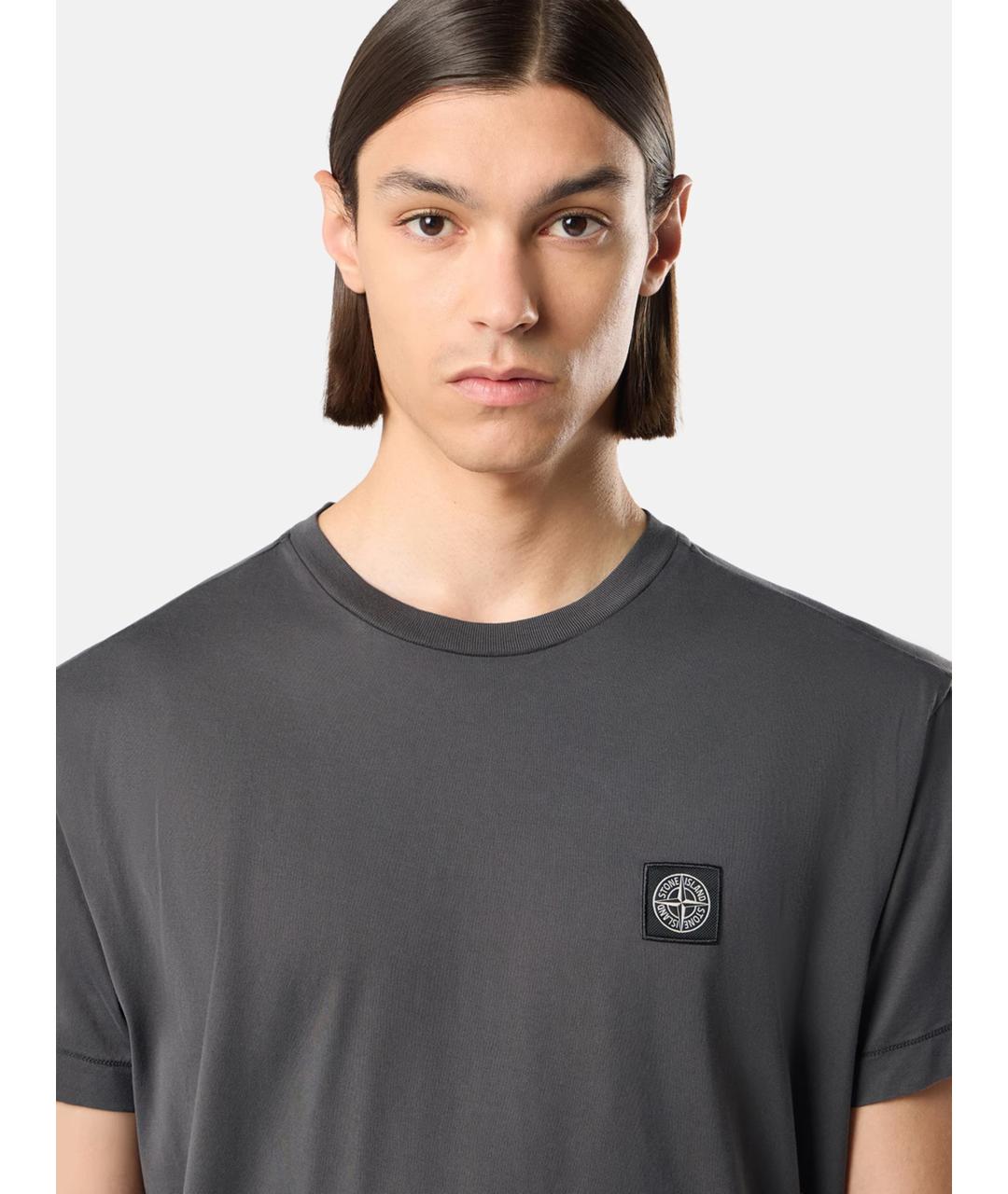 STONE ISLAND Серая хлопковая футболка, фото 4
