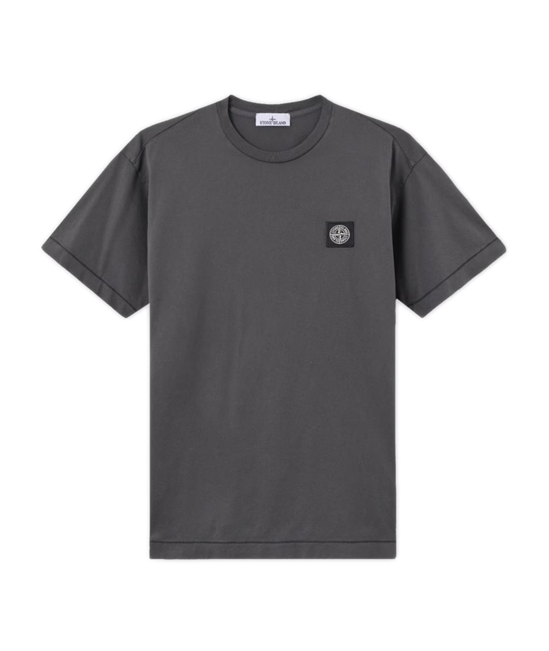 STONE ISLAND Серая хлопковая футболка, фото 1