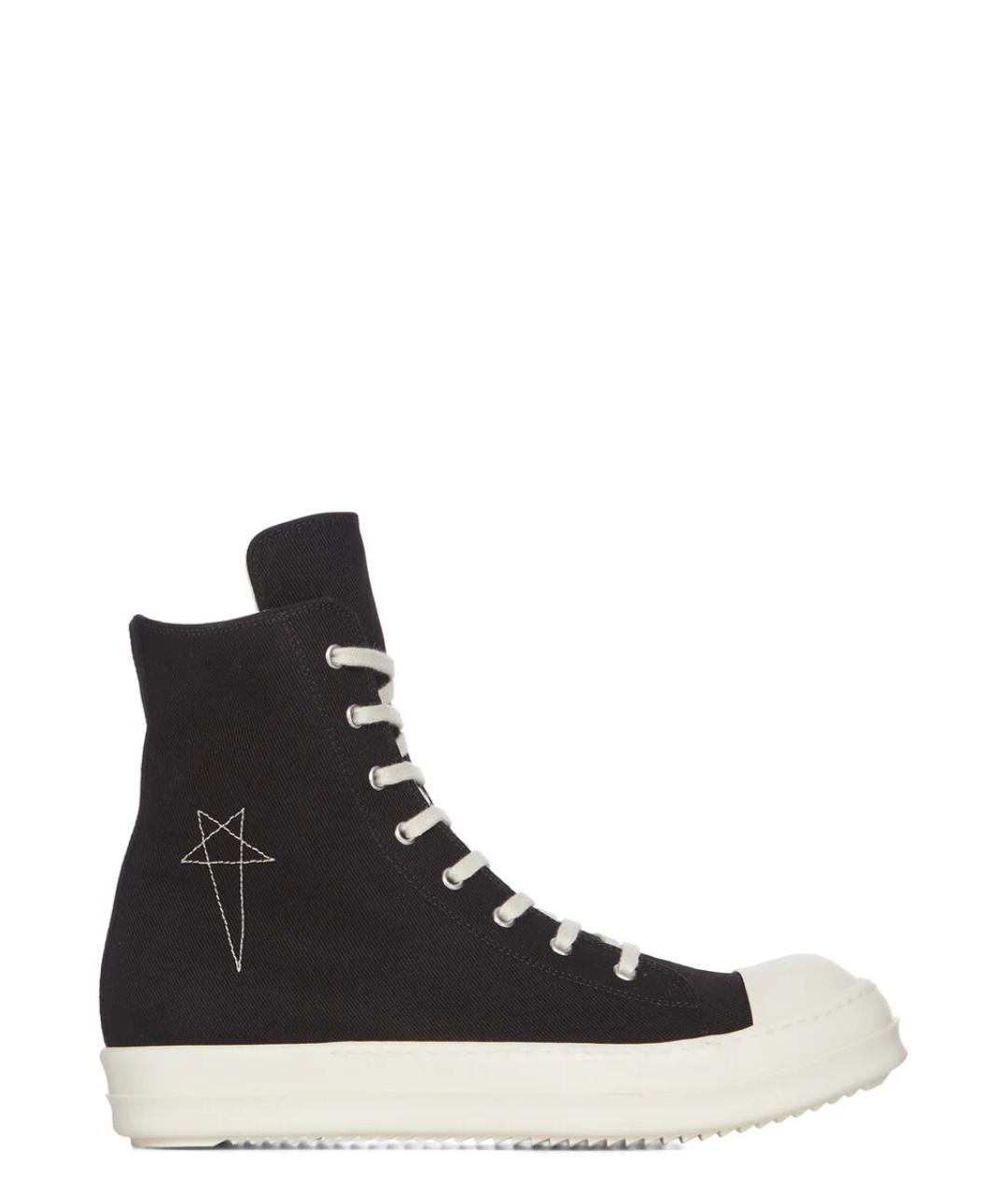 RICK OWENS DRKSHDW Черные текстильные высокие кроссовки / кеды, фото 1