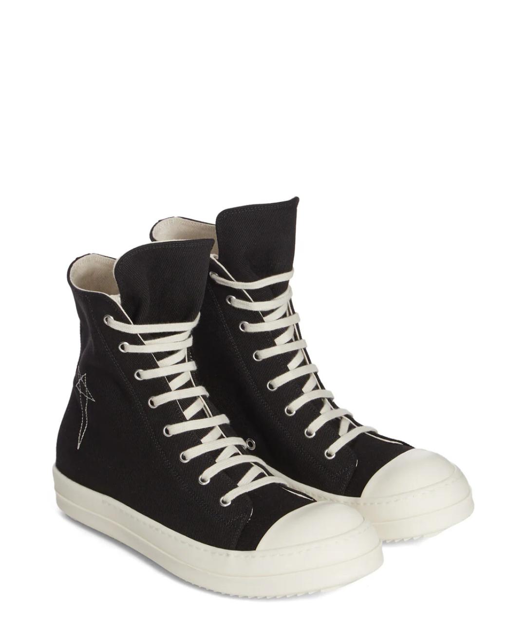 RICK OWENS DRKSHDW Черные текстильные высокие кроссовки / кеды, фото 5
