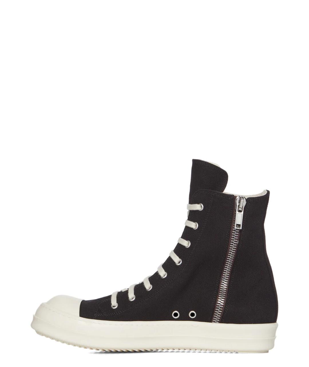 RICK OWENS DRKSHDW Черные текстильные высокие кроссовки / кеды, фото 3