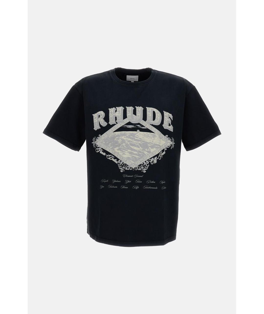 RHUDE Черная хлопковая футболка, фото 4