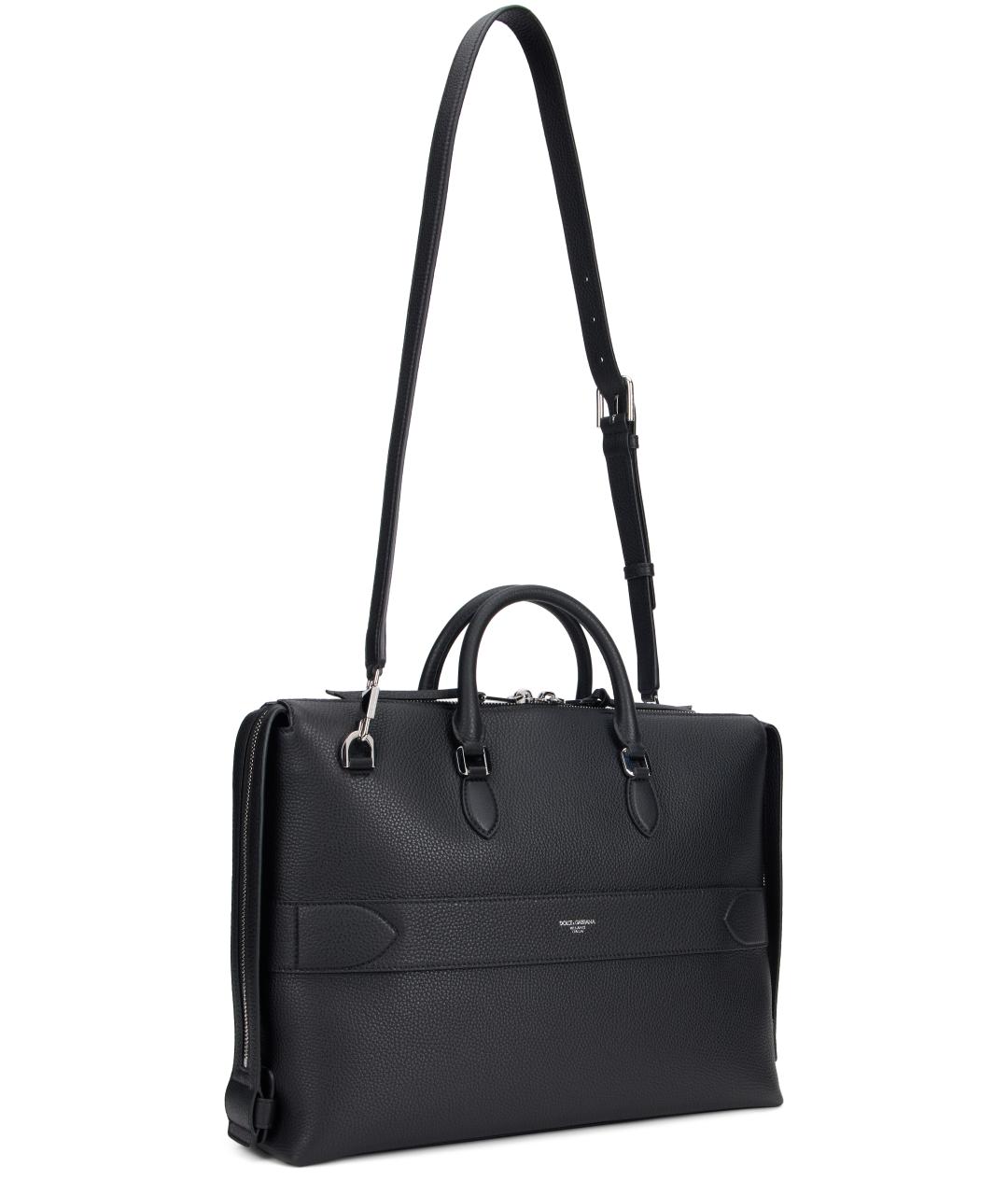 DOLCE&GABBANA Черный кожаный портфель, фото 3