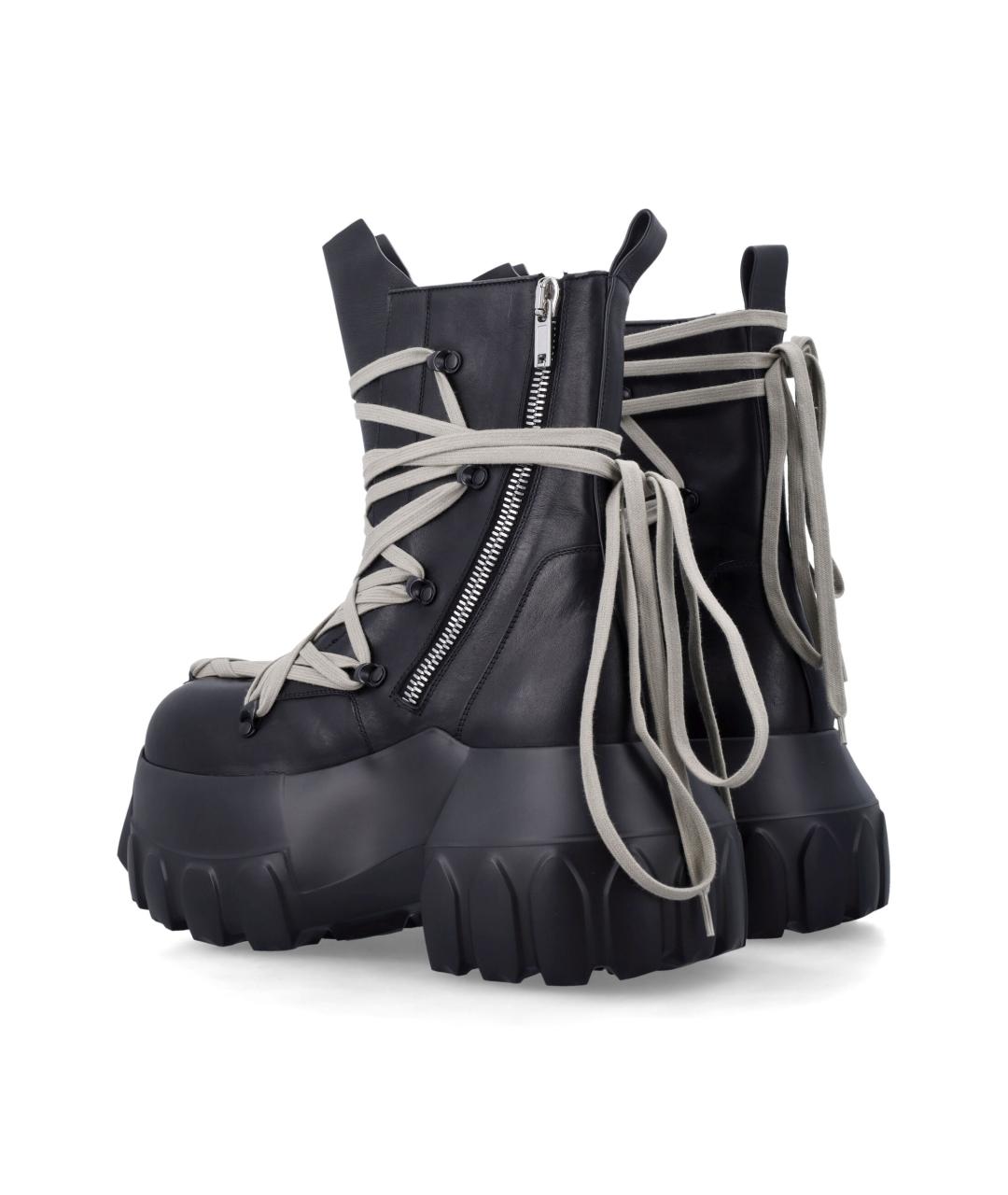 RICK OWENS Черные кожаные высокие ботинки, фото 3