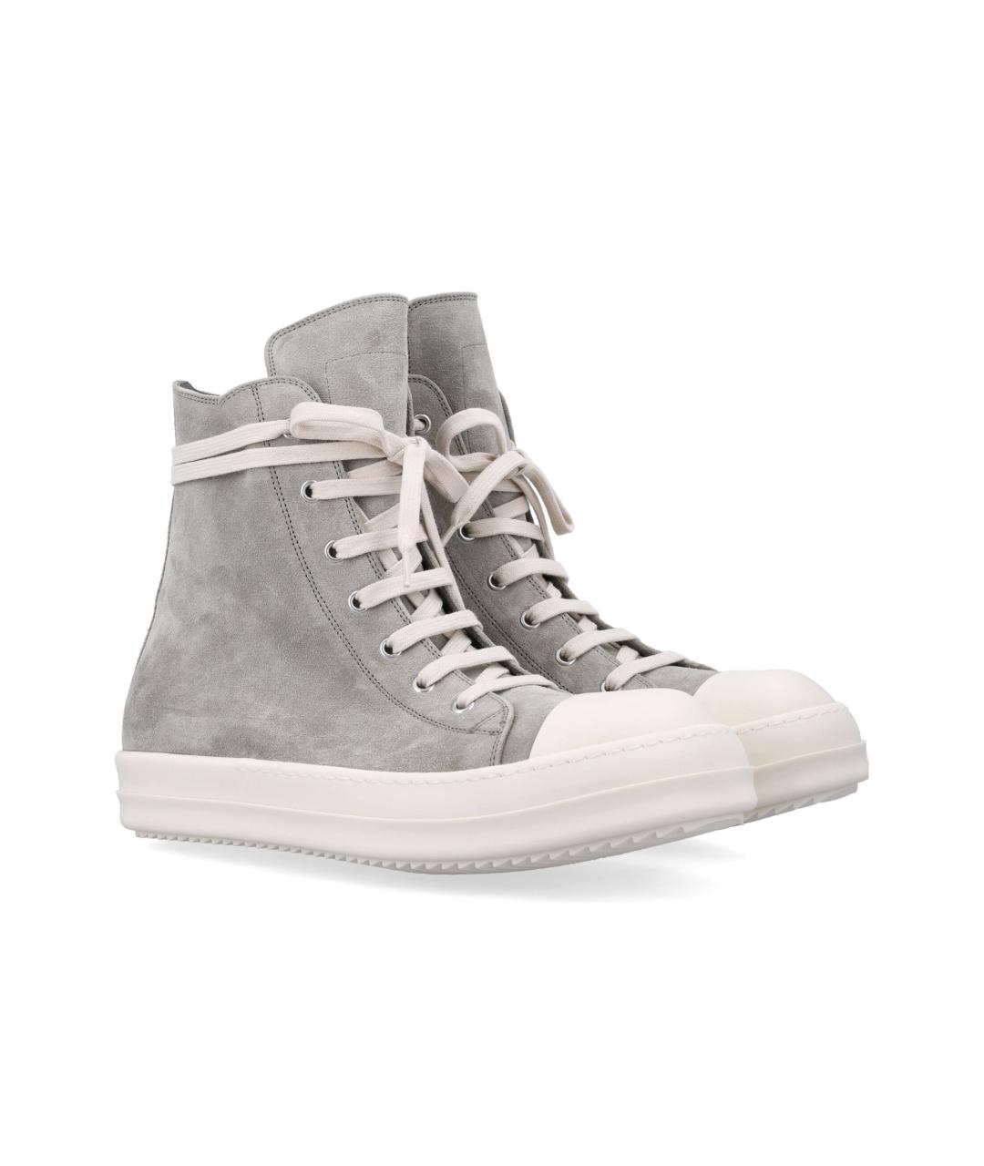 RICK OWENS DRKSHDW Серые замшевые высокие кроссовки / кеды, фото 3