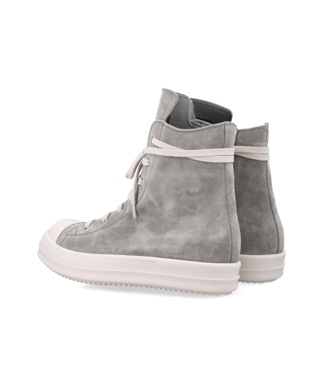 RICK OWENS DRKSHDW Серые замшевые высокие кроссовки / кеды, фото 4