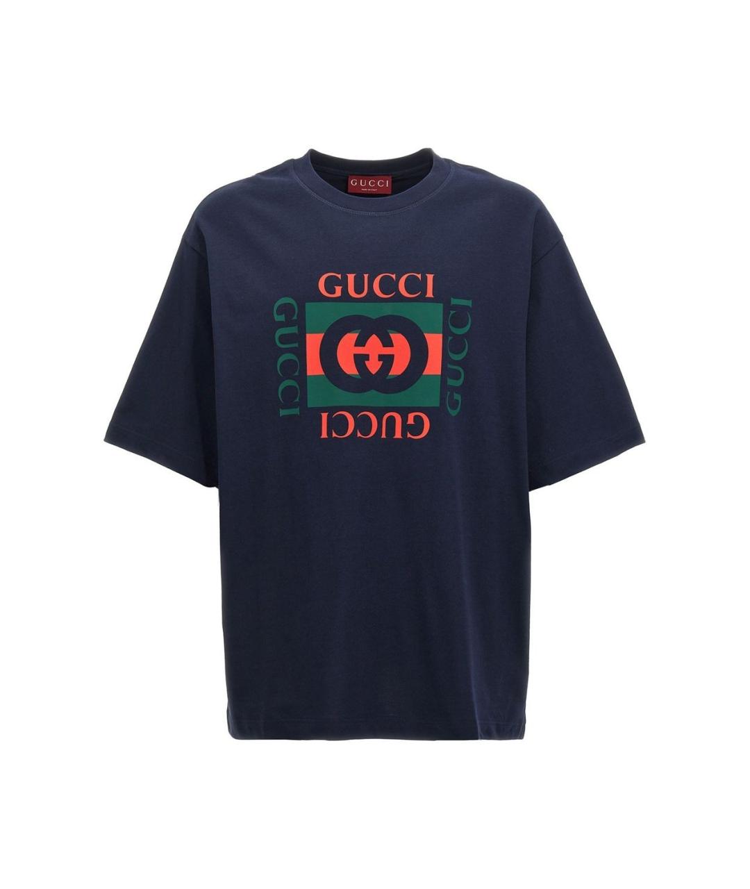 GUCCI Синяя хлопковая футболка, фото 1