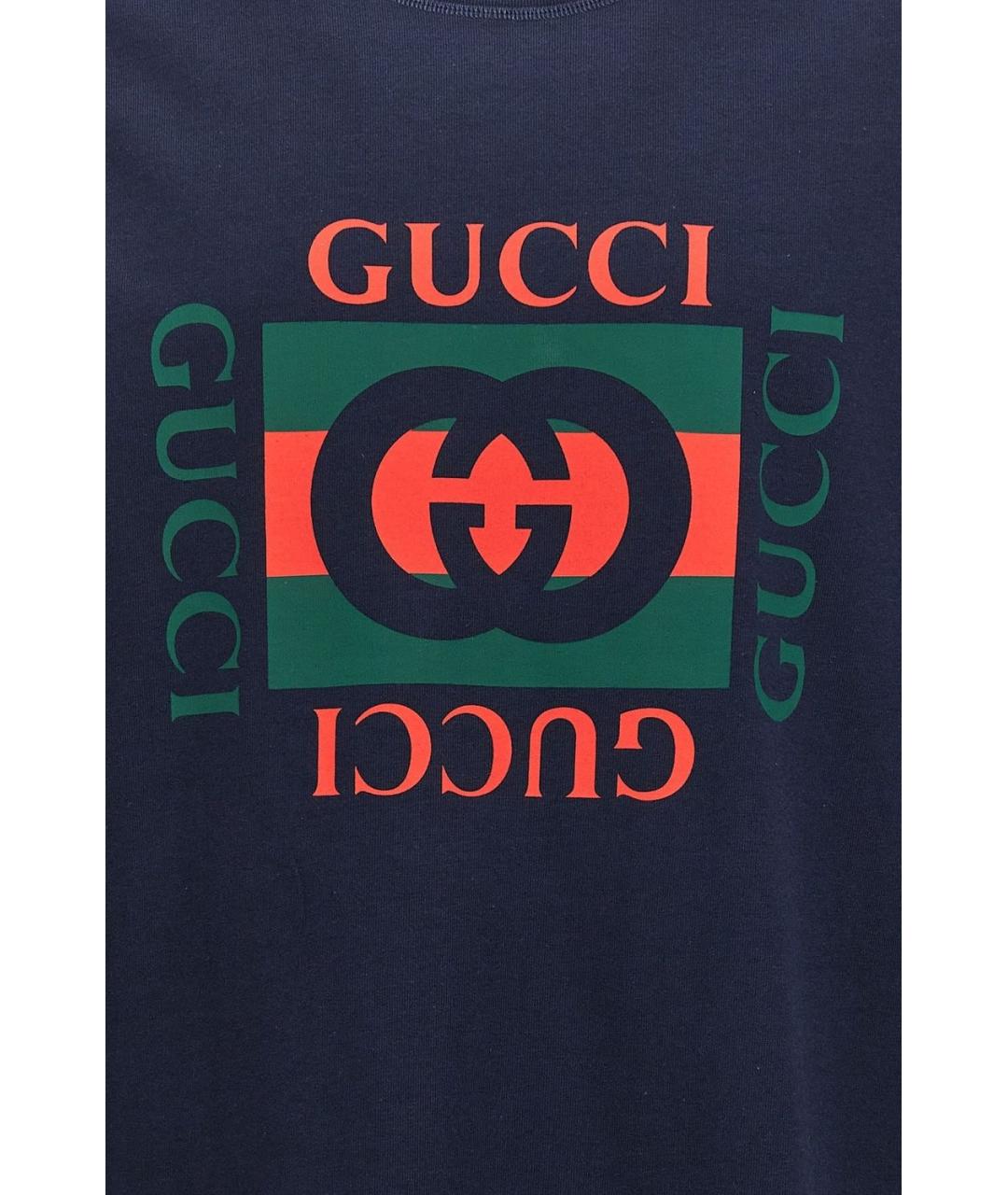 GUCCI Синяя хлопковая футболка, фото 4