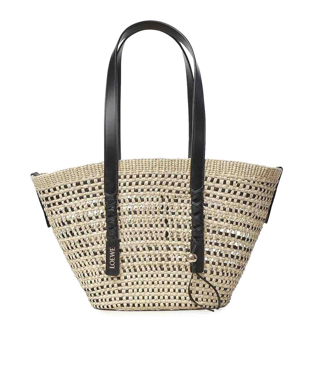 LOEWE Бежевая рафия сумка тоут, фото 1