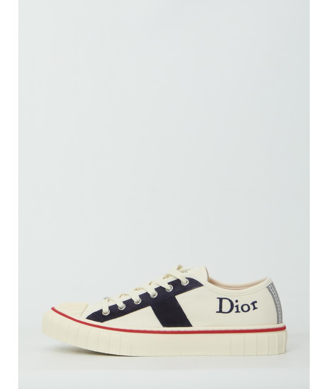 CHRISTIAN DIOR Белые текстильные низкие кроссовки / кеды, фото 4