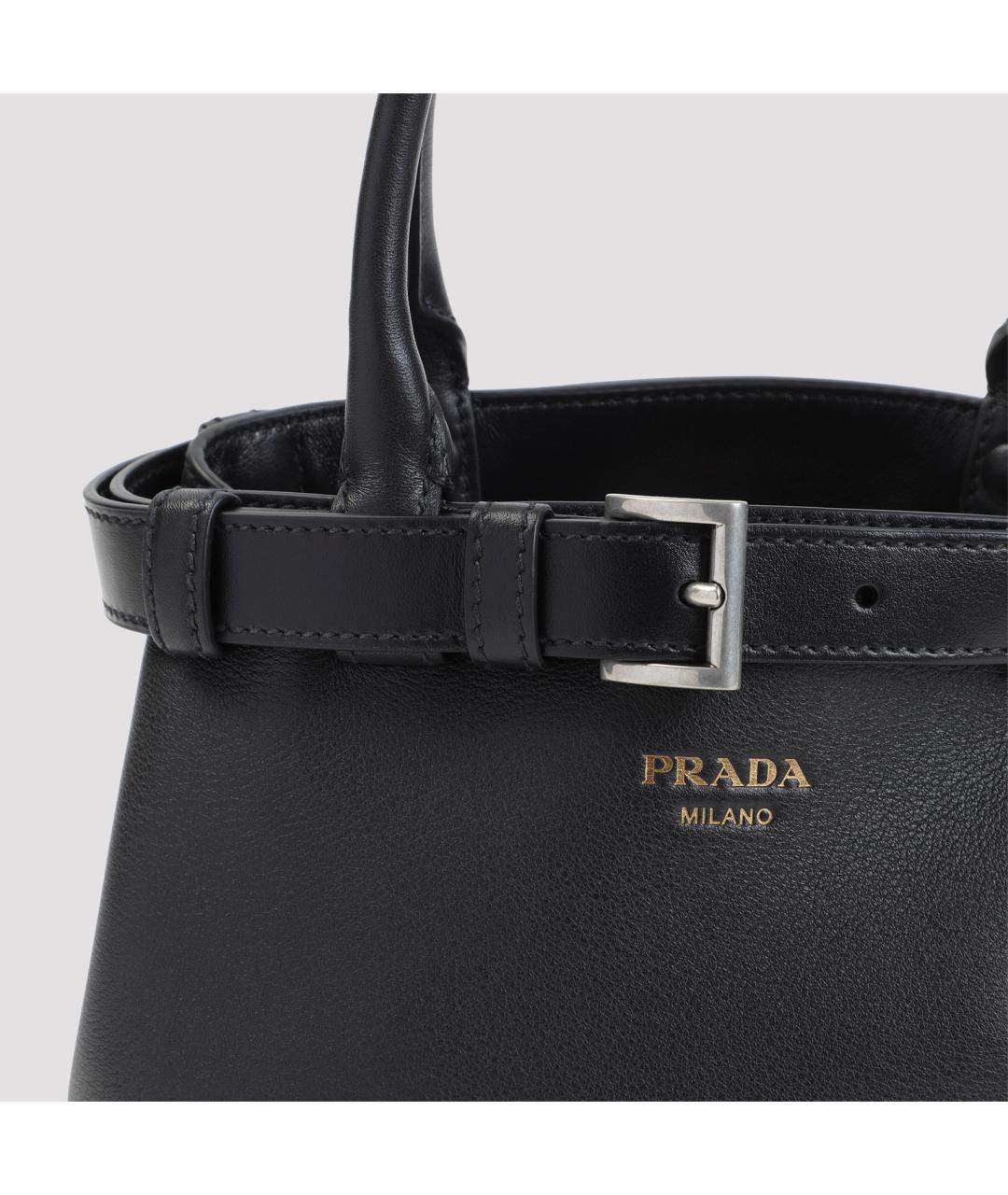 PRADA Черная кожаная сумка тоут, фото 5