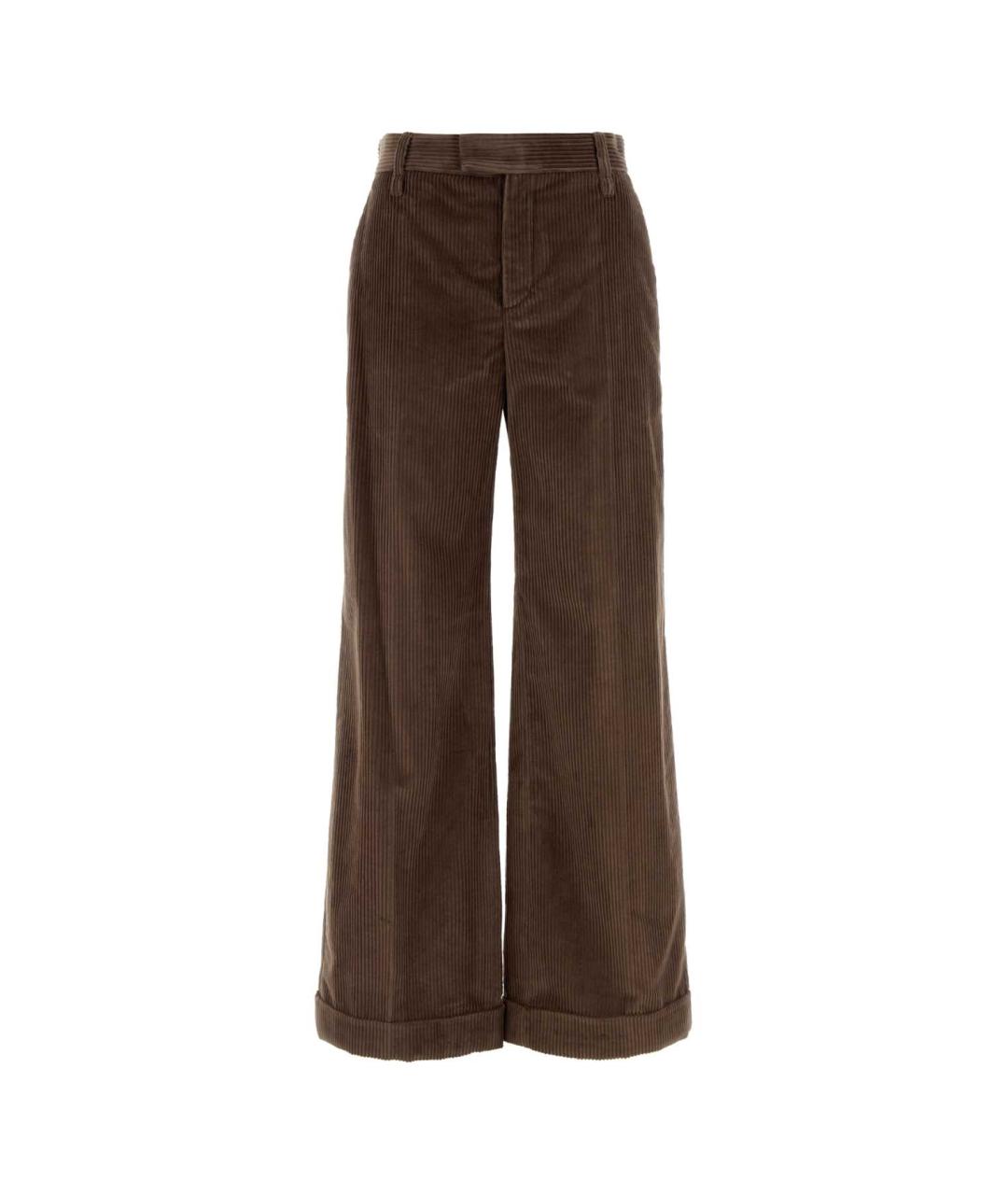BRUNELLO CUCINELLI Коричневые хлопковые брюки широкие, фото 1