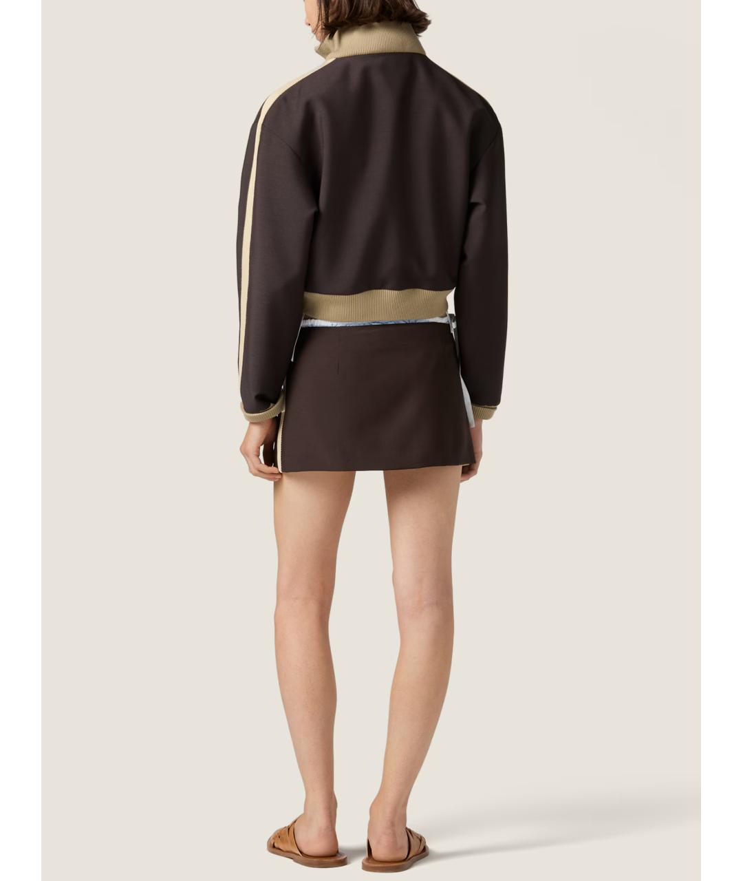 MIU MIU Коричневая шерстяная юбка мини, фото 3