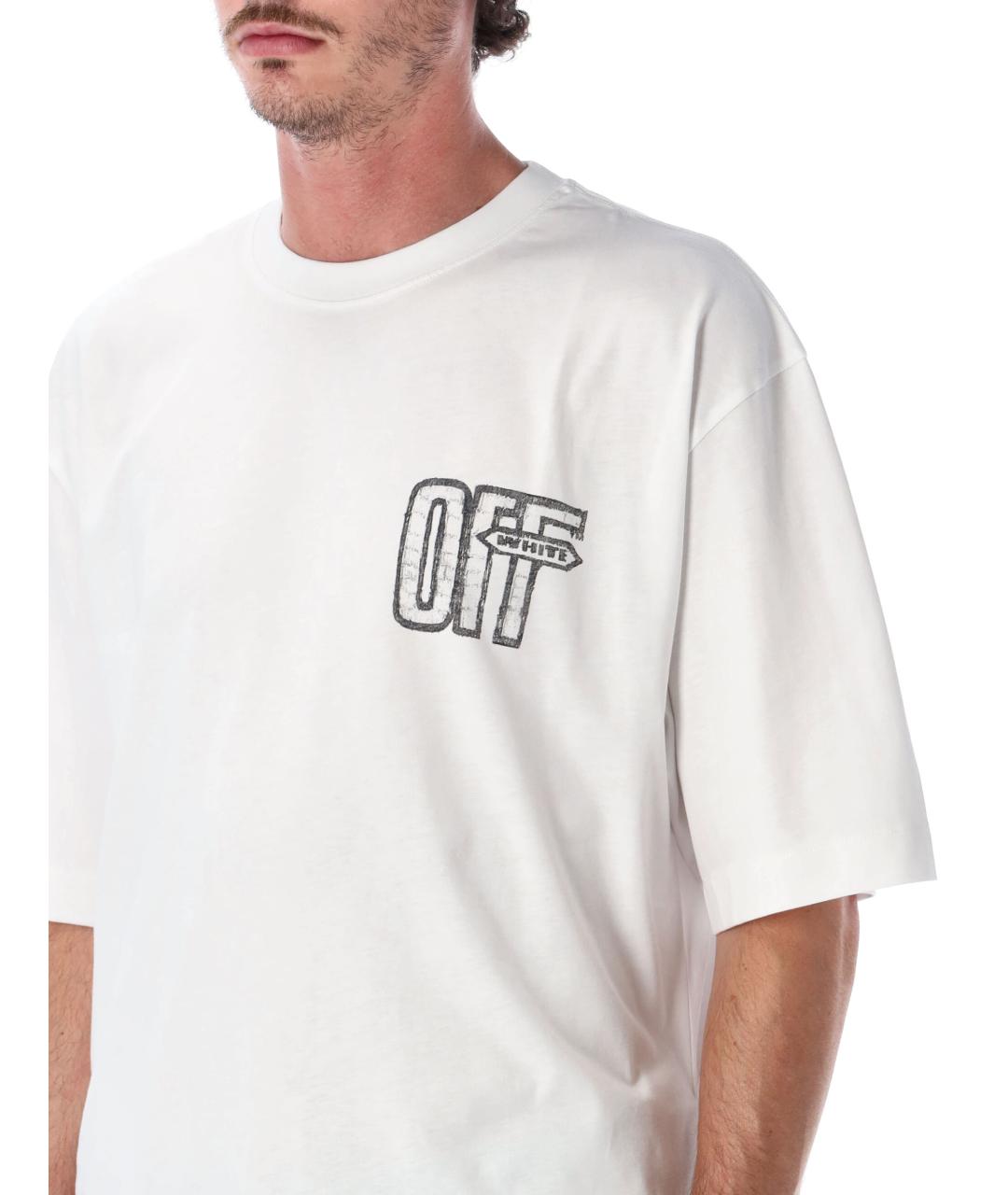 OFF-WHITE Белая хлопковая футболка, фото 3