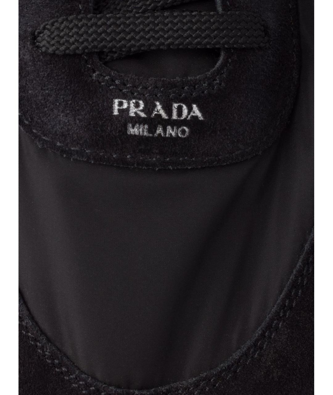 PRADA Черные текстильные низкие кроссовки / кеды, фото 2