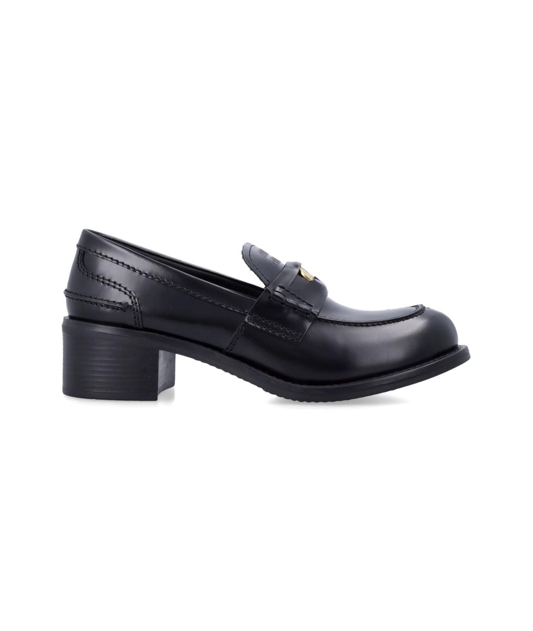 MIU MIU Черные кожаные лоферы, фото 1