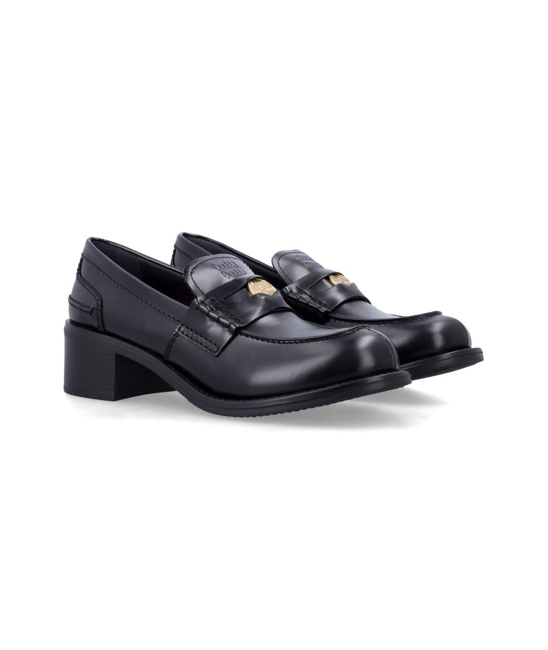 MIU MIU Черные кожаные лоферы, фото 2