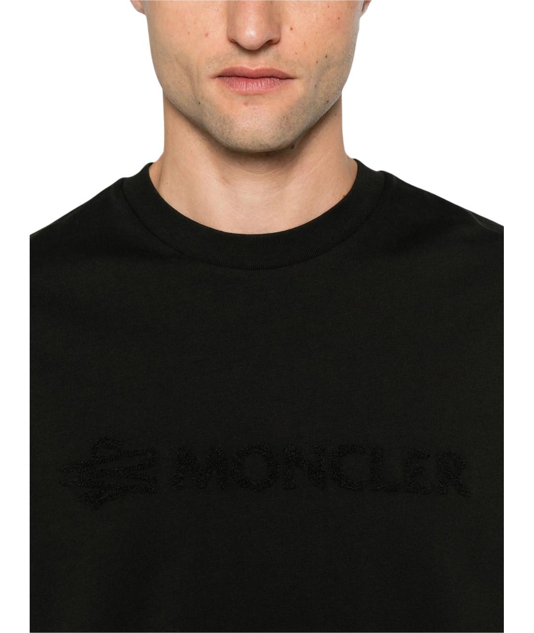 MONCLER Черная хлопковая футболка, фото 3