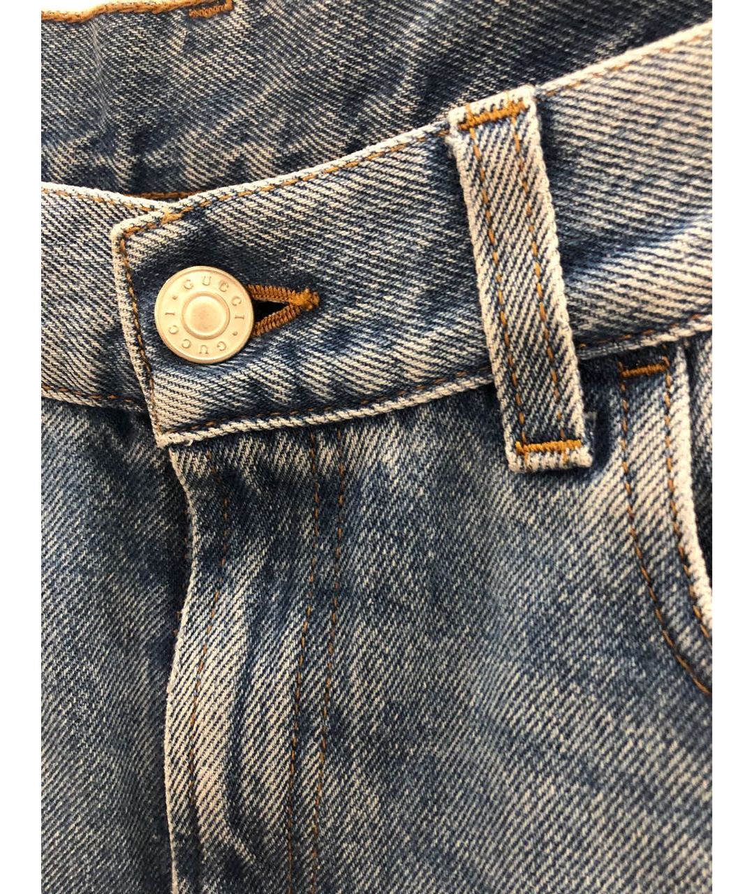 GUCCI Голубые хлопковые джинсы скинни, фото 5