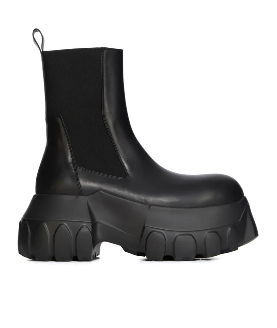 RICK OWENS Черные кожаные ботинки, фото 1