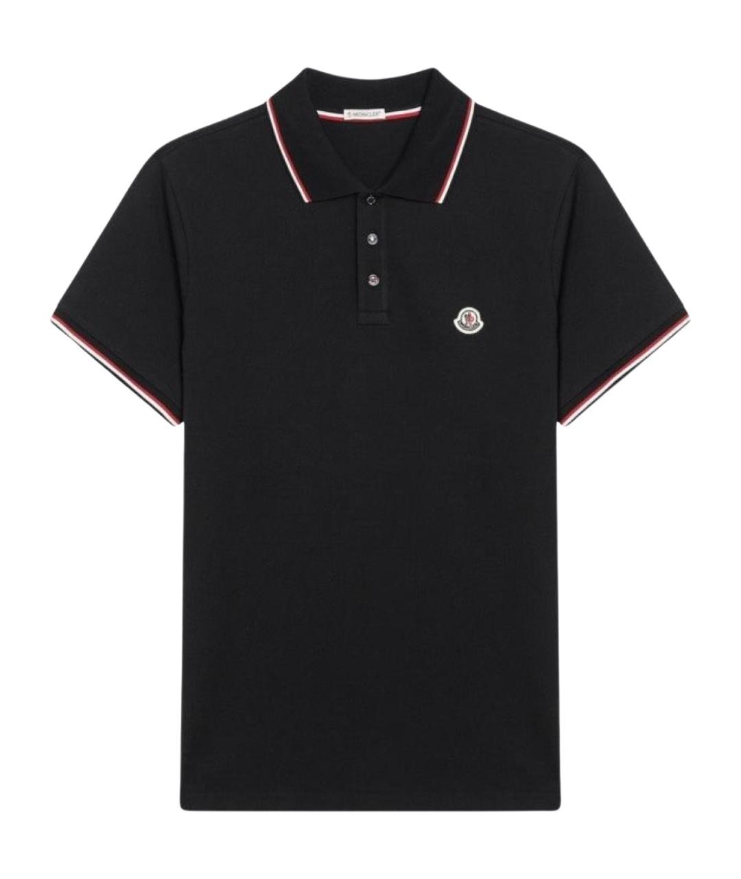 MONCLER Синее хлопковое поло с коротким рукавом, фото 1