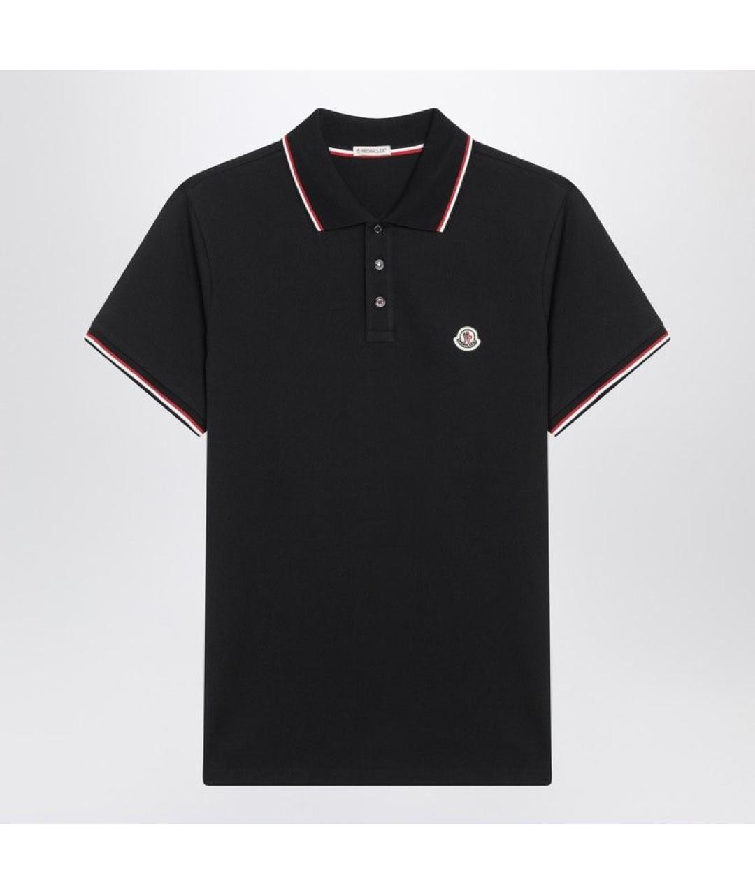 MONCLER Синее хлопковое поло с коротким рукавом, фото 6