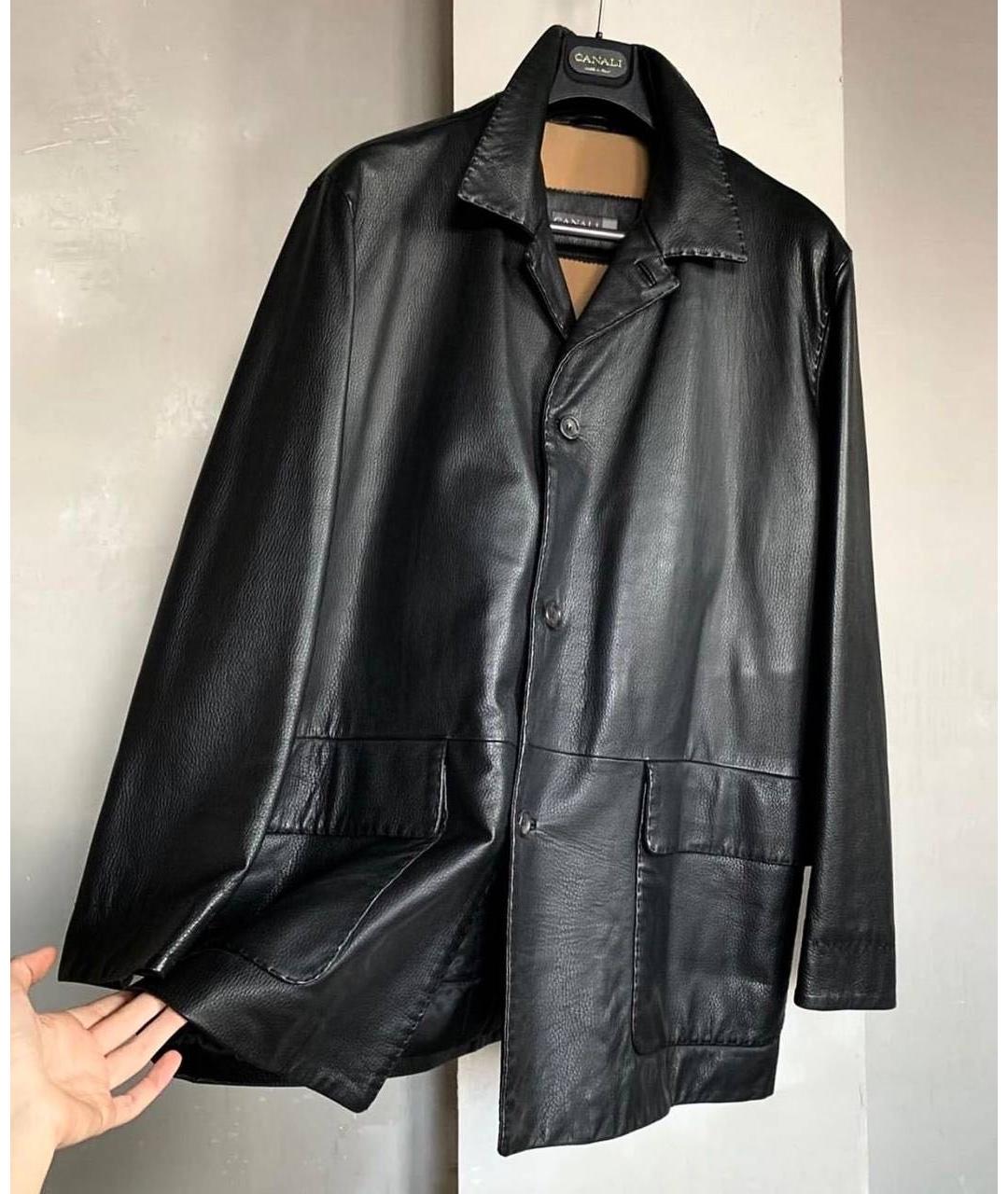 CANALI Черная кожаная куртка, фото 9