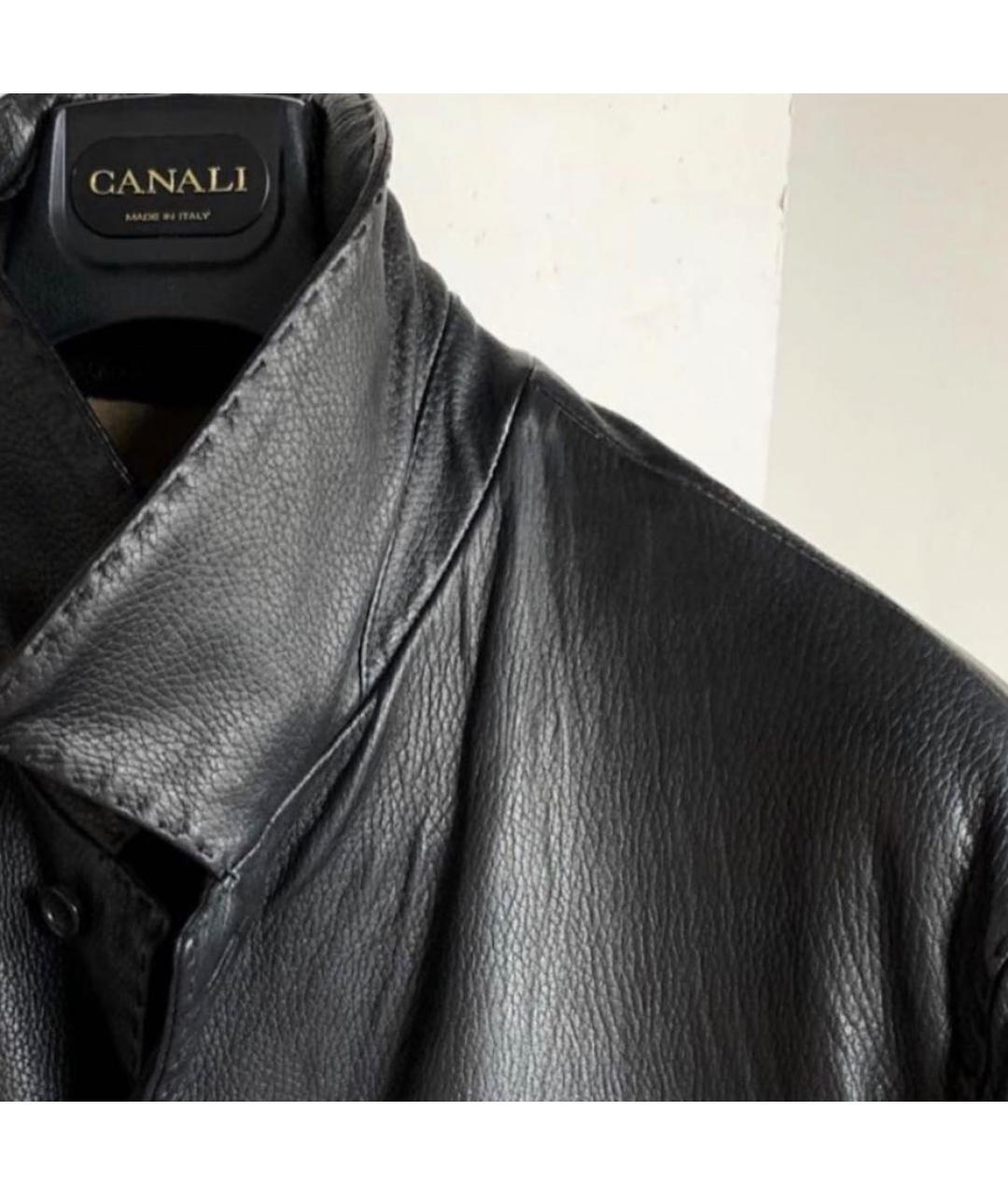 CANALI Черная кожаная куртка, фото 8