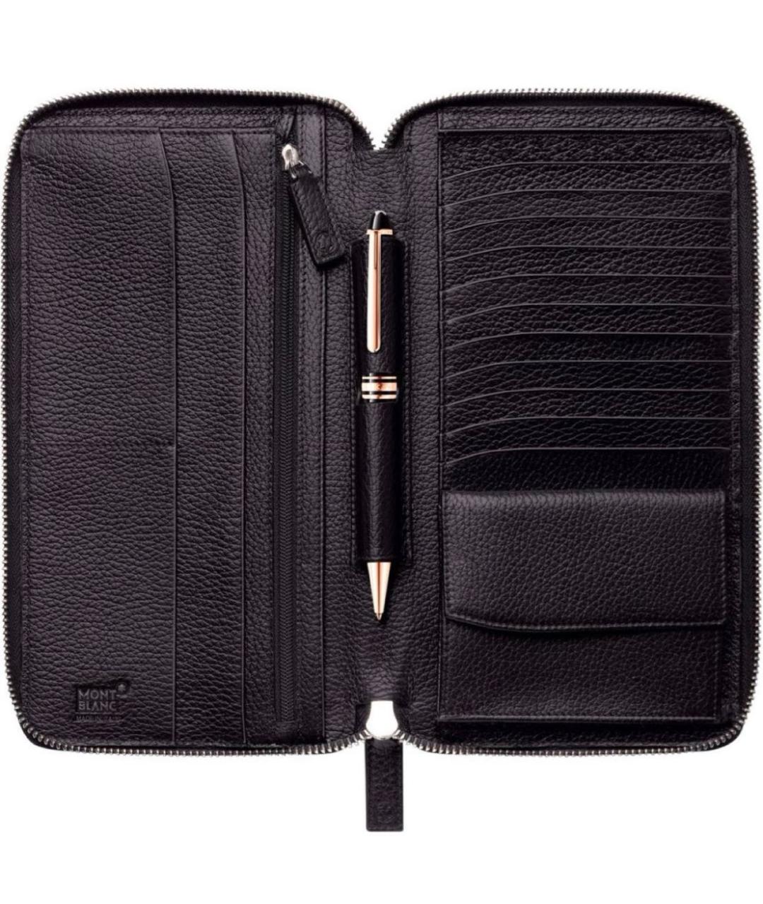 MONTBLANC Черный кожаный кошелек, фото 4
