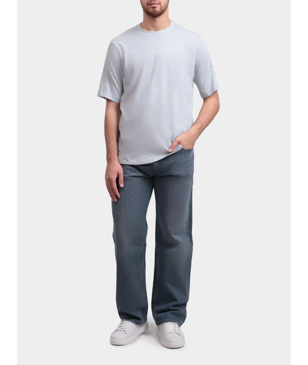 CALVIN KLEIN Серые хлопковые прямые джинсы, фото 2