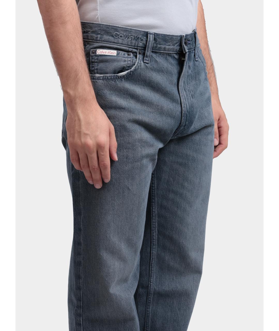 CALVIN KLEIN Серые хлопковые прямые джинсы, фото 4