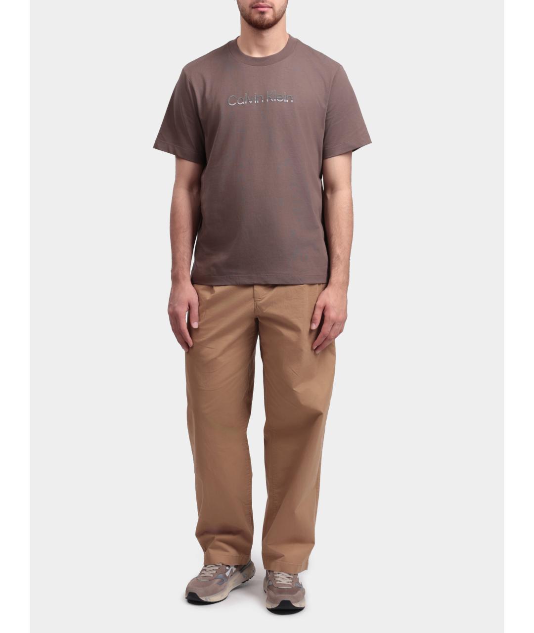 CALVIN KLEIN Бежевые хлопковые повседневные брюки, фото 2
