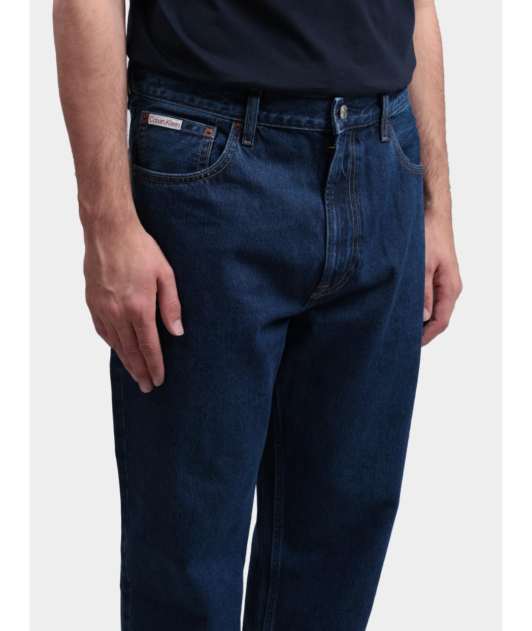 CALVIN KLEIN Темно-синие хлопковые прямые джинсы, фото 4