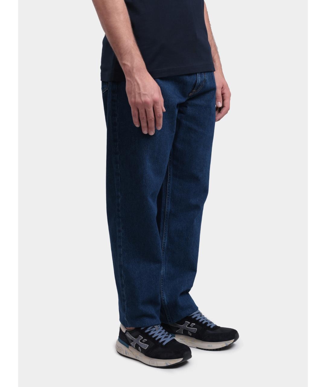 CALVIN KLEIN Темно-синие хлопковые прямые джинсы, фото 3
