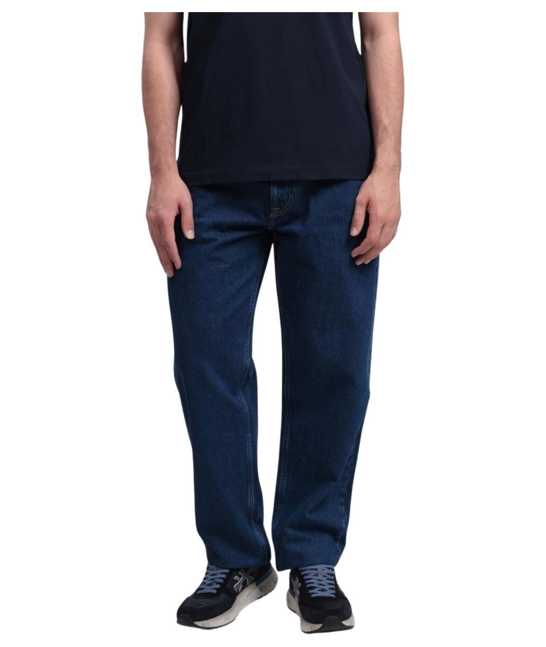 CALVIN KLEIN Темно-синие хлопковые прямые джинсы, фото 1