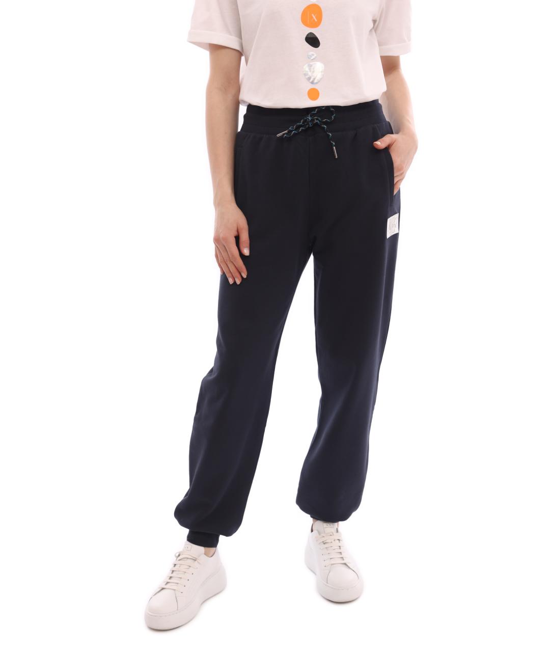 ARMANI EXCHANGE Темно-синие хлопковые прямые брюки, фото 1