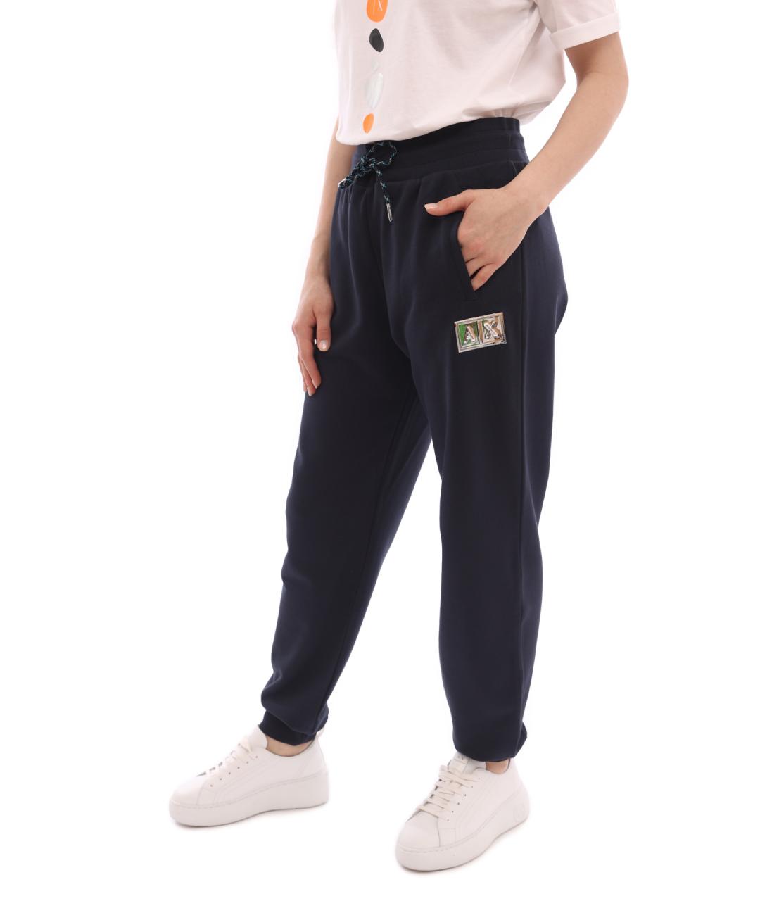 ARMANI EXCHANGE Темно-синие хлопковые прямые брюки, фото 3