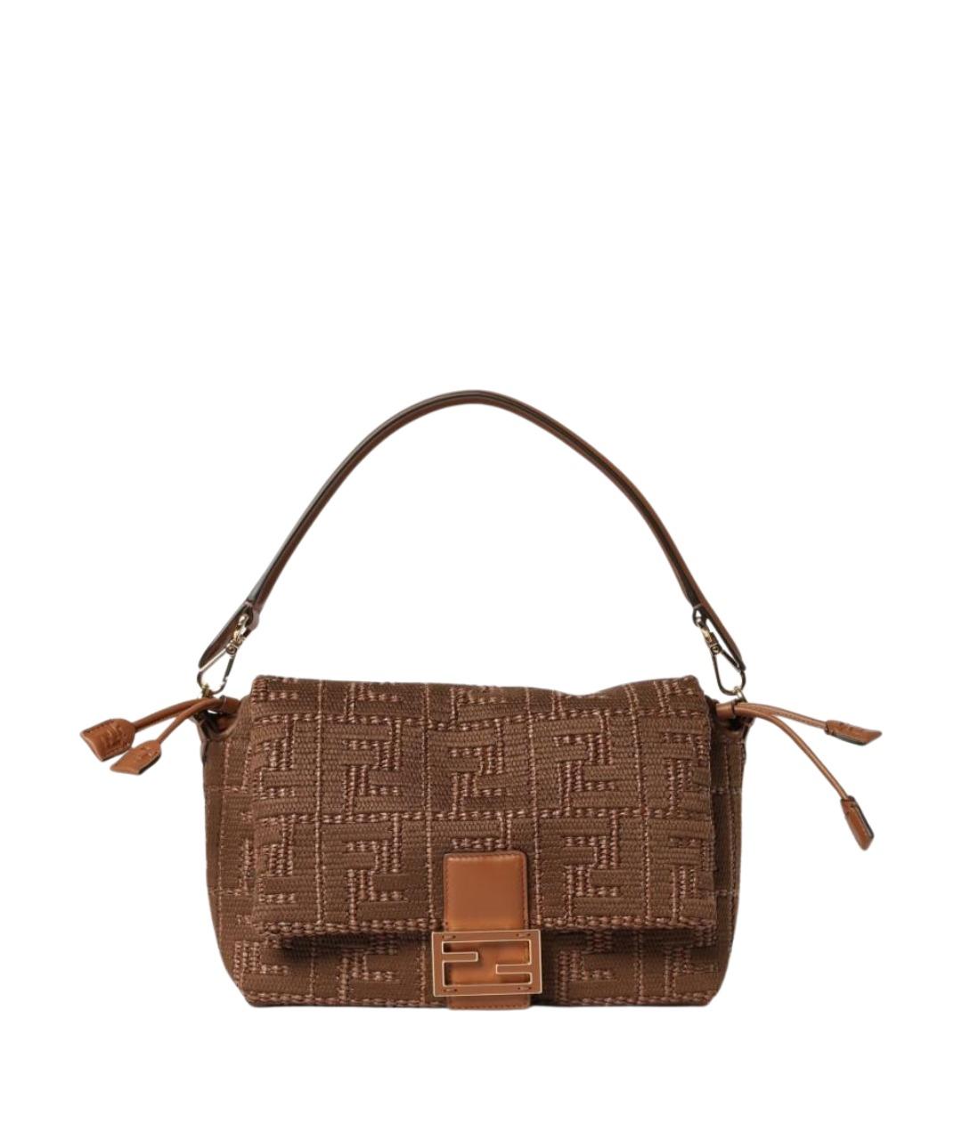 FENDI Коричневая плетеная сумка через плечо, фото 1